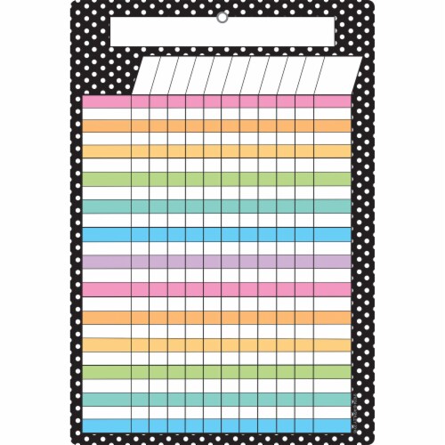 Ashley Productions Smart Poly Dry Erase Incentive Chart With Grommet 13  x 19  B & W Polka Perspective: back