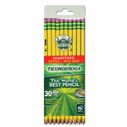 Ticonderoga Pre-Sharpened Lead Pencils #2 Lead 30/Pack 2 Packs (DIX13830-2) Perspective: back