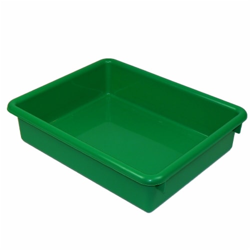 Romanoff Products Romanoff Stowaway Plastic 3  Letter Tray (No Lid) Green Pack of 3 Perspective: back