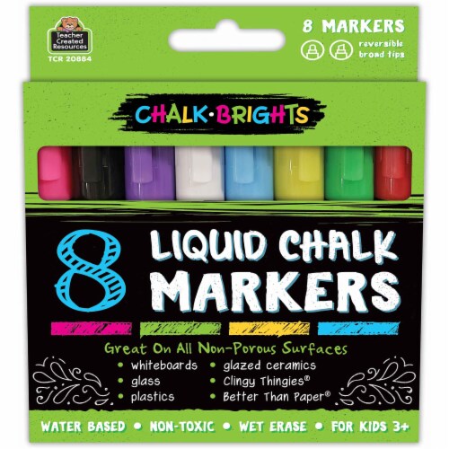 Teacher Created Resources Chalk Brights Liquid Chalk Markers Assorted Colors 8 Per Pack 2 Perspective: back