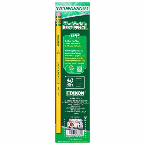 Original Ticonderoga Yellow Pencils #1 Extra Soft Lead 12 Per Box 3 Boxes (DIX13881-3) Perspective: back