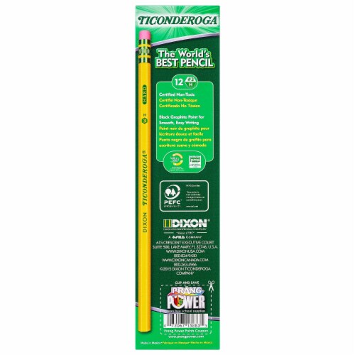 Original Ticonderoga Yellow Pencils #3 Hard Lead 12 Per Box 3 Boxes (DIX13883-3) Perspective: back