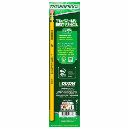Original Ticonderoga Yellow Pencils #4 Extra Hard Lead 12 Per Box 3 Boxes (DIX13884-3) Perspective: back