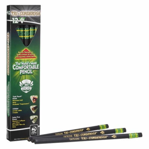 Ticonderoga Tri-Conderoga 3-Sided Pencils with Bonus Sharpener #2 HB Lead 12 Per Pack 2 Packs Perspective: back