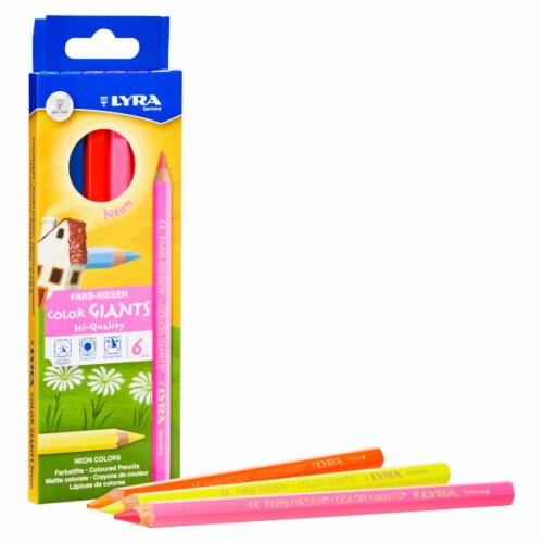 Dixon Lyra Color Giant Colored Pencils Neon Colors 6/Bundle 2 Bundles (DIX3941063-2) Perspective: back