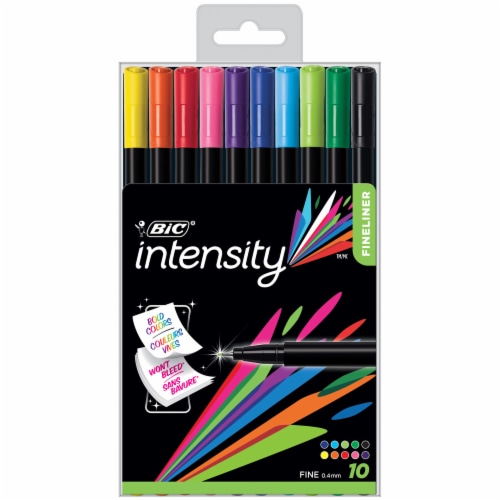 BIC Intensity Fineliner Marker Pen, Fine Point (0.4mm), Assorted Colors, 10 Per Pack, 2 Packs Perspective: back