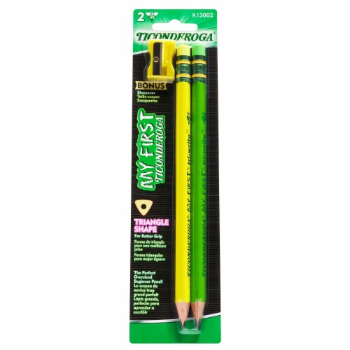 Ticonderoga My First Tri-Write Pre-Sharpened Wood Pencils Assorted Neon Colors #2 2 Per Pack Perspective: back