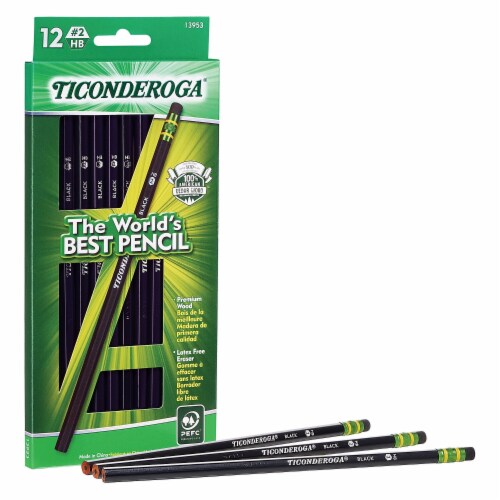 Ticonderoga Black Wood-Cased Pencils #2 HB Lead 12 Per Pack 3 Packs (DIX13953-3) Perspective: back