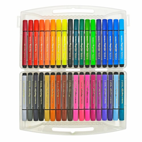 The Pencil Grip Magic Stix Triangular Markers Bullet Tip Assorted Colors 36 Per Pack 2 Packs Perspective: back