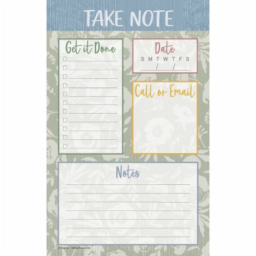 Teacher Created Resources Classroom Cottage Notepad, 50 Sheets, Pack of 12 Perspective: back