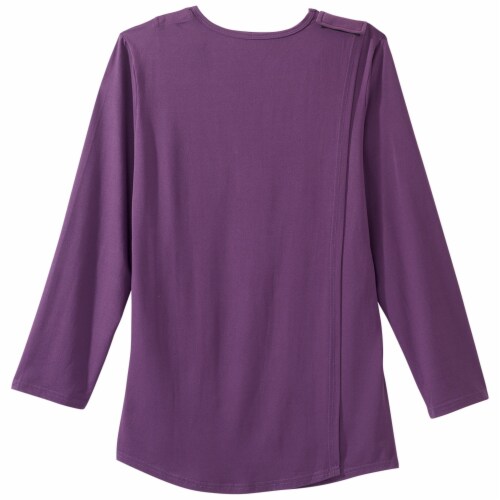 Silverts Eggplant Reusable Poly-Spandex Blend Adaptive Shirt Large Perspective: back