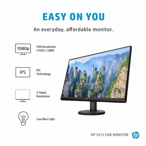 HP V27i Monitor 27 Inch LED Monitor - Black Perspective: back