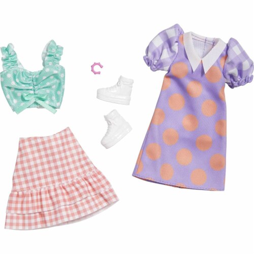 Barbie Fashions 2-Pack 2 Outfits & 2 Accessories: Polka Dot Blouse &  Gingham Skirt, 1 - Kroger