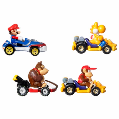 Mattel® Hot Wheels® Mario Kart™ 4 Pack Mario Donkey Diddy Yoshi Set Perspective: back