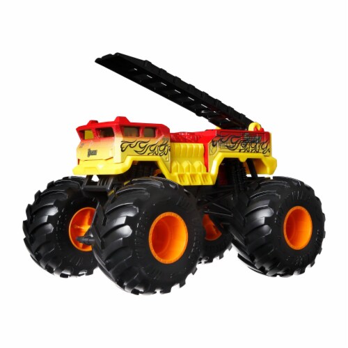 Hot Wheels Monster Trucks 5 Alarm - 1:24 Scale Oversized - Yellow/Red Perspective: back
