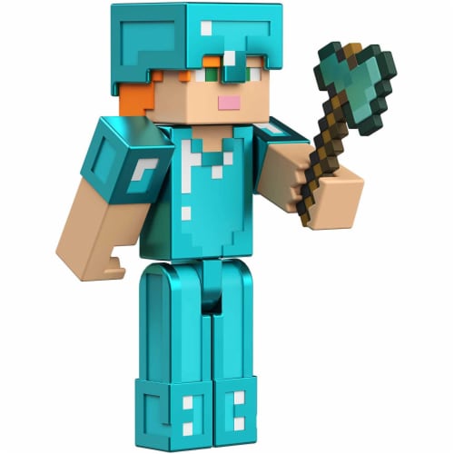 Mattel Minecraft 3.25 Action Figure, Alex in Diamond Armor Perspective: back