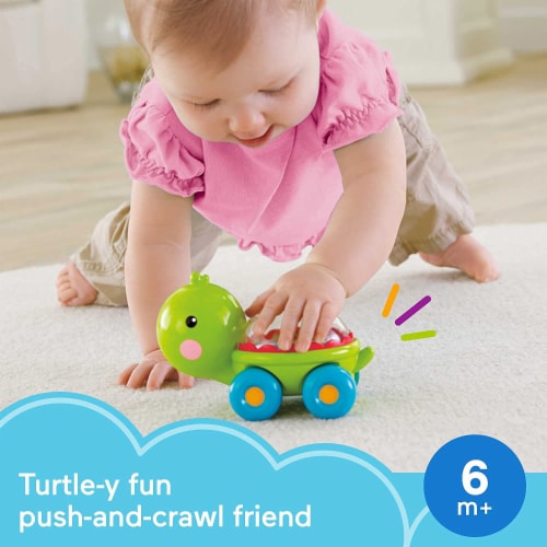 Fisher-Price Poppity Pop Turtle, infant push-along vehicle that encourages crawling Perspective: back