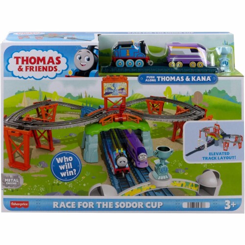 Thomas & Friends Race for The Sodor Cup ? Thomas and Kana Push-Along Train and Track Race Set Perspective: back
