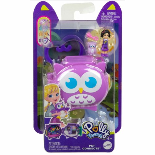 Polly Pocket Pet Connects Stackable Owl Compact Playset Perspective: back