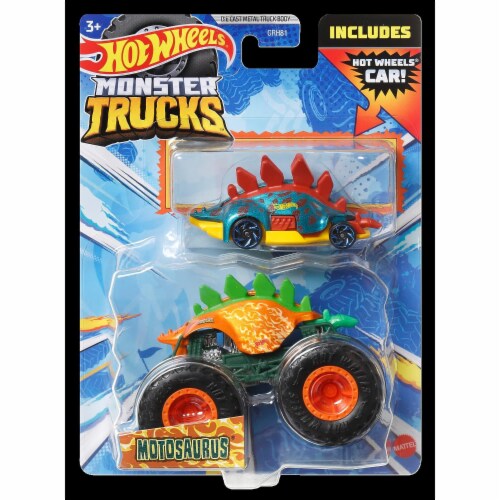 Hot Wheels - 1:64 - Motosaurus com Carrinho - Monster Trucks