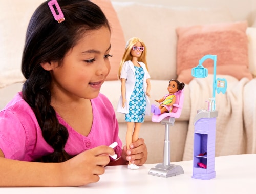 Mattel Barbie® You Can Be Anything™ Blonde Dentist Doll With Child Doll Set Perspective: back