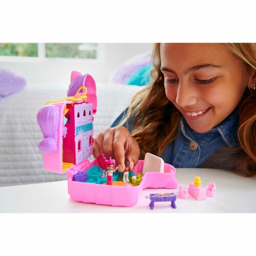 Polly Pocket Mini Toys, Pinata Party Compact Playset with 2 Micro Dolls and 14 Accessories Perspective: back