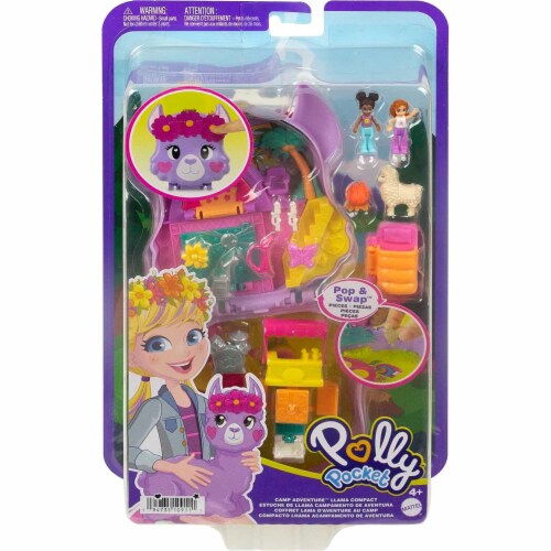 Polly Pocket Camp Adventure Llama Compact Playset Perspective: back