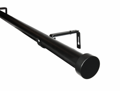 Linen Avenue End Cap Single Window Curtain Rod Set, 66 to 120-Inch, Matte Black Perspective: back