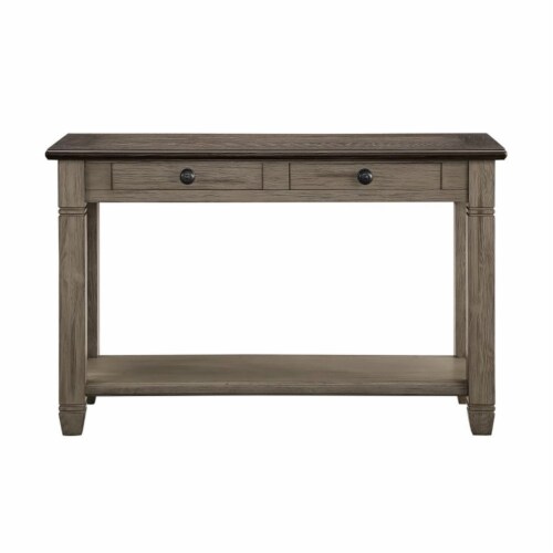 Lexicon Granby Wood 2 Drawer Console Table in Antique Gray Perspective: back