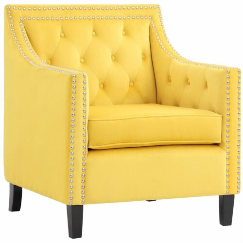Lexicon Grazioso Velvet Upholstered Accent Chair in Yellow 1 King Soopers