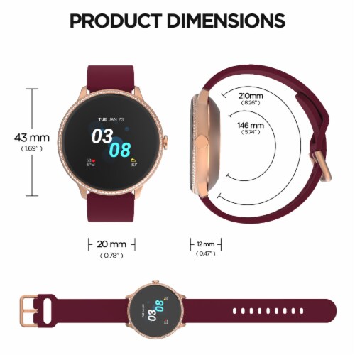 iTouch Sport 3 Smartwatch: Rose Gold Case with Blush Strap Perspective: back
