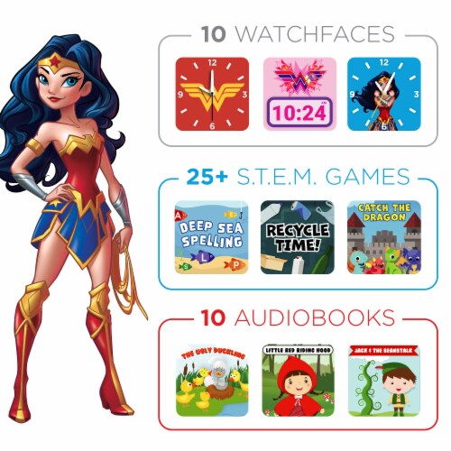 WonderWoman PlayZoom Kids Learning Smartwatch - Red Perspective: back