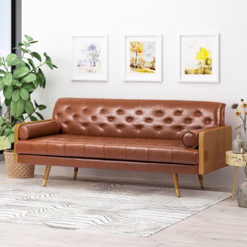 Nunzio Mid Century Modern Tufted Sofa with Rolled Accent Pillows 1 unit King Soopers