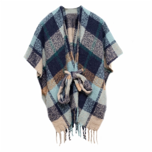 Collection 18 Brushed Plaid Belted Wrap Perspective: back
