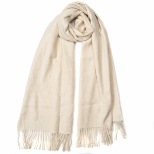 Collection 18 Solid Feather Soft Oblong Scarf - Cream Perspective: back