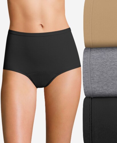 Hanes Women's Fresh and Dry Moderate Period Underwear Brief 3 Pack - Assorted Perspective: back