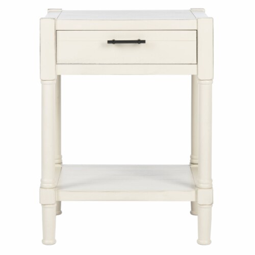 SAFAVIEH Filbert 1-Drawer Accent Table Distressed White Perspective: back