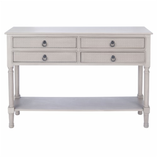 SAFAVIEH Haines 4-Drawer Console Table Greige Perspective: back