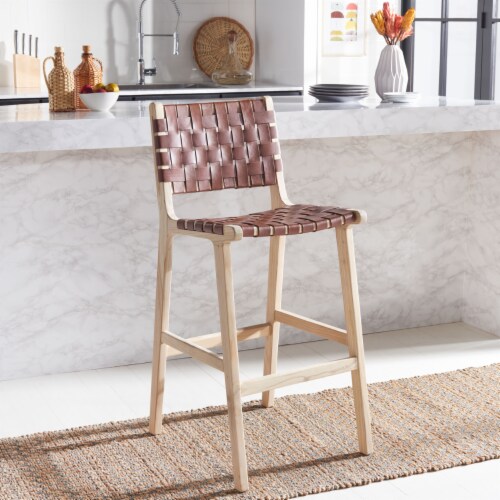 Woven leather 2025 strap bar stool