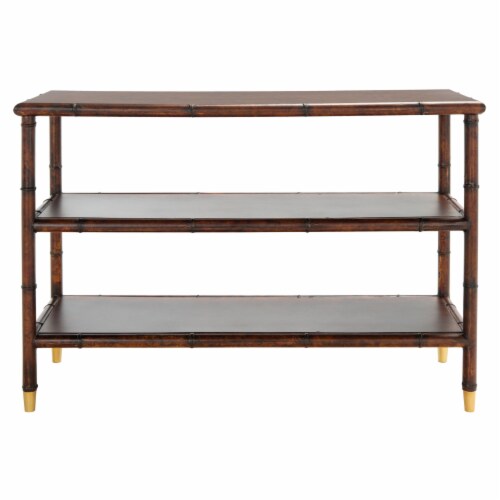 SAFAVIEH Tudor 2-Shelf Console Table Dark Brown / Gold Perspective: back