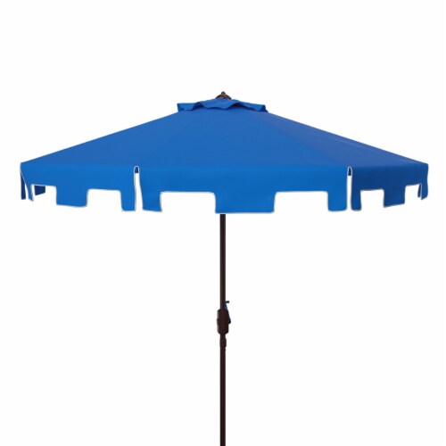 SAFAVIEH Outdoor Collection Zimmerman 9-Foot Tilt Umbrella & Flap Pacific Blue Perspective: back