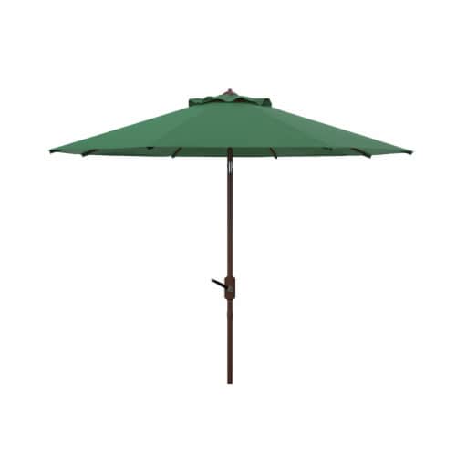 SAFAVIEH Outdoor Collection Ortega 9-Foot Tilt Crank Umbrella Hunter Green Perspective: back