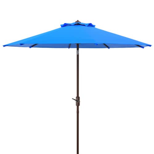 SAFAVIEH Outdoor Collection Ortega 9-Foot Tilt Crank Umbrella Pacific Blue Perspective: back