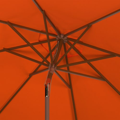SAFAVIEH Outdoor Collection Cannes 9-Foot Wooden Outdoor Umbrella Orange Perspective: back