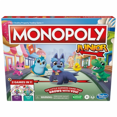 Hasbro Gaming Monopoly Junior 2 Games in 1 Board Game Perspective: back