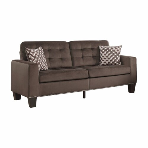 Pemberly Row 18.5 Contemporary Microfiber Upholstered Tufted Sofa