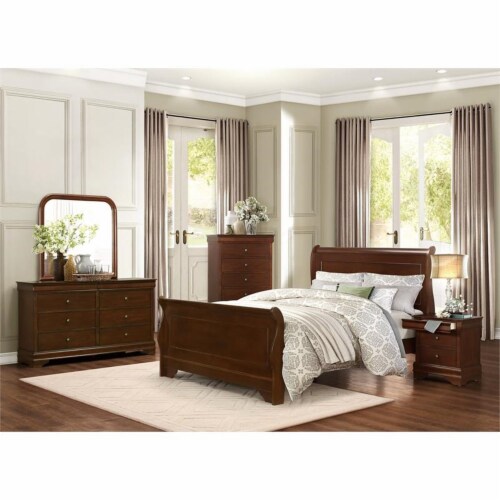 Cherry wood sleigh clearance bed set