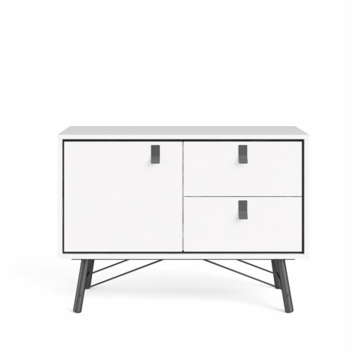 Pemberly Row 1 Door 2 Drawer Sideboard in White Matte & Black Perspective: back