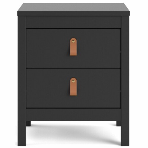 Pemberly Row Contemporary 2 Drawer Nightstand in Black Matte Perspective: back