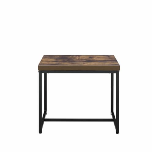 Bowery Hill Square End Table in Weathered Oak and Black Perspective: back